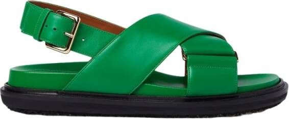 Marni Rechthoekige Ring Platte Sandalen Groen Dames