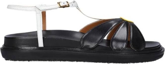 Marni Fussbett sandalen met bloemapplicatie Zwart - Foto 1