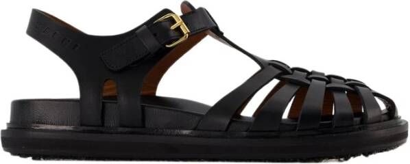Marni Sandalen Black Leather Gladiator Sandals in zwart