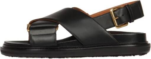 Marni Sandalen Fussbett Sandal In White Leather in wit