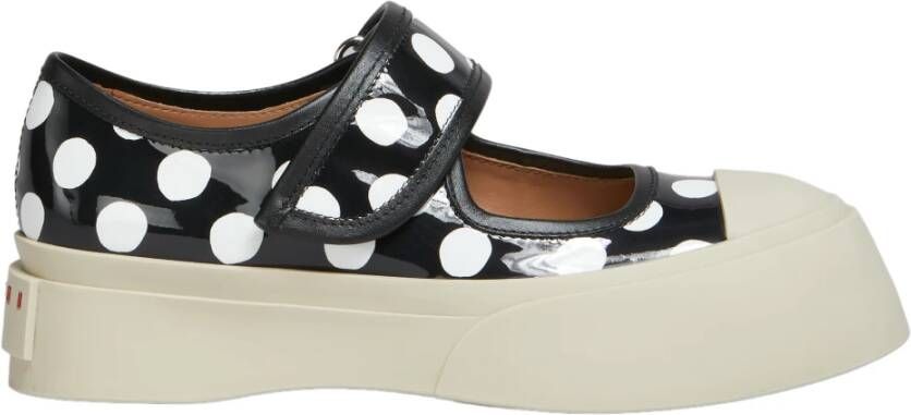 Marni Zwarte Witte Leren Sneakers Mary Jane Stijl Black Dames