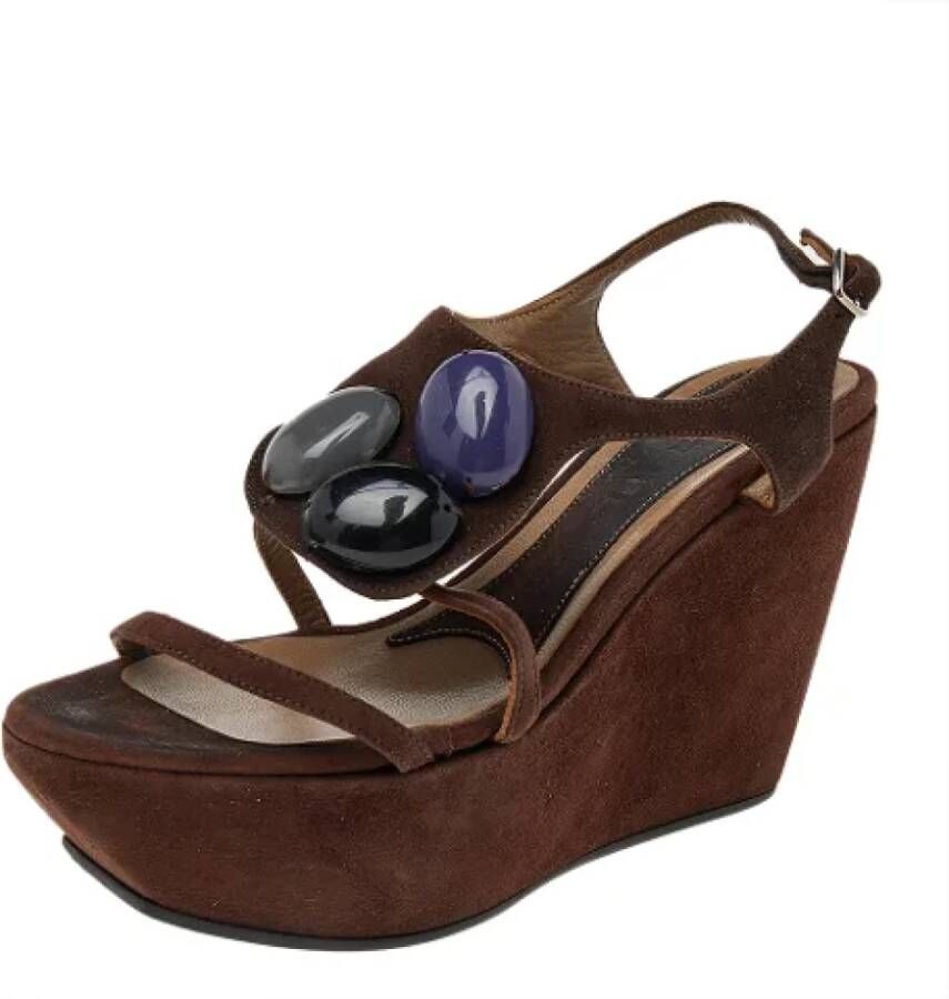 Marni Pre-owned Suede sandals Brown Dames