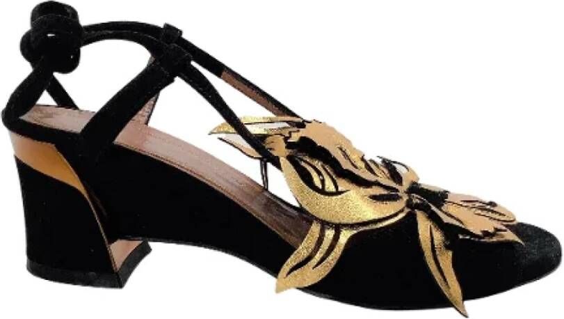 Marni Pre-owned Zwarte Suède Sandalen met Striksluiting Black Dames