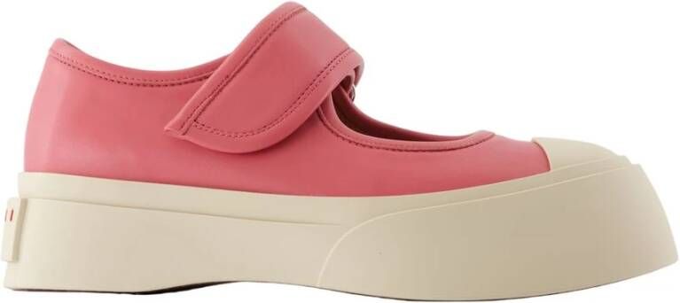 Marni Roze Leren Ballerina's Ronde Neus