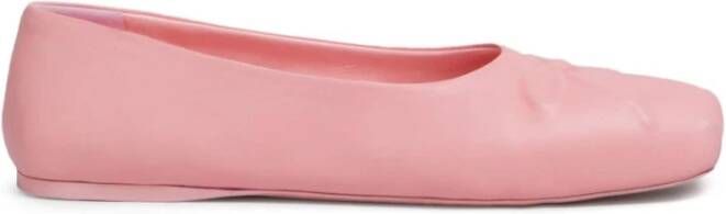 Marni Roze Leren Platte Schoenen Pink Dames