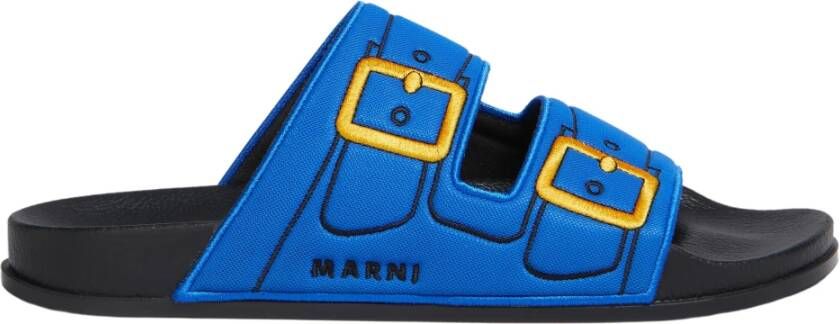 Marni Slides with logo Blue Heren