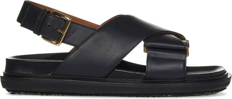 Marni Sandalen Fussbett Sandal In White Leather in wit