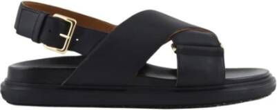 Marni Iconische leren sandalen met kruisband Black Dames