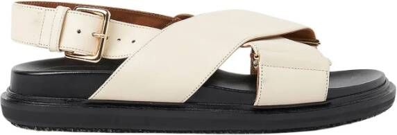 Marni Sandalen Fussbett Sandal In White Leather in wit