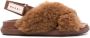 Marni Shearling Crisscross Sandaal met Logo Achterband Bruin Dames - Thumbnail 1