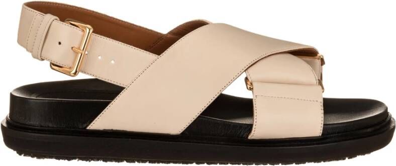 Marni Sandalen Fussbett Sandal In White Leather in wit