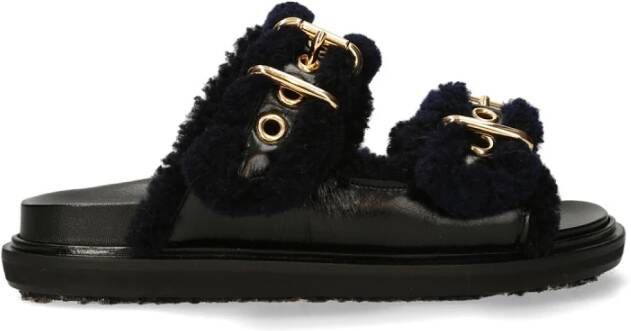 Marni Sliders Leren Sandaal Black Dames