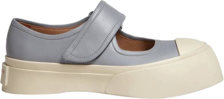 Marni Nappa Leren Mary Jane Sneakers Gray Dames