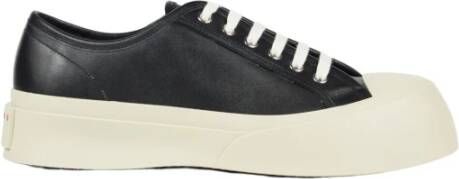 Marni Zwarte Leren Herensneakers Zwart Heren