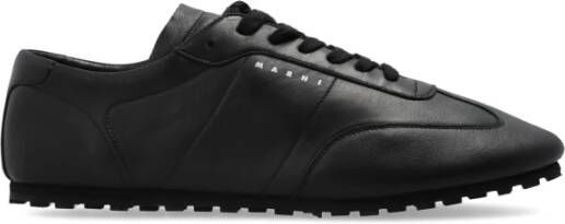 Marni Zwarte leren vetersneakers