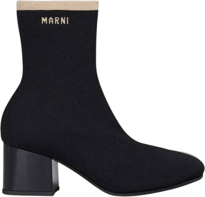Marni Elastische zwarte laarzen met hak Zwart Dames
