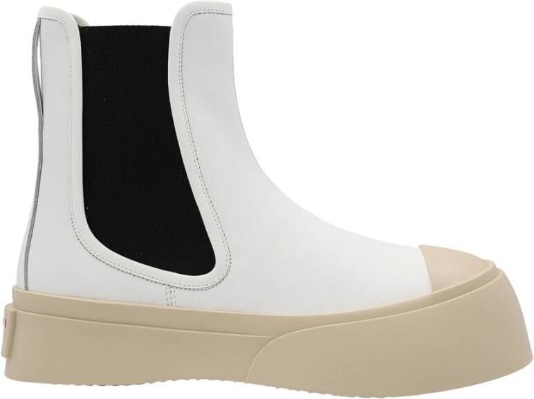 Marni Witte Leren Enkellaarzen White Dames