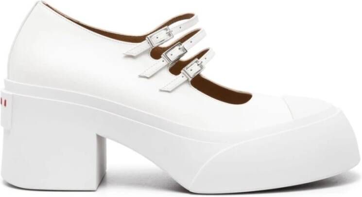 Marni Witte platte schoenen met rubberen neus White Dames