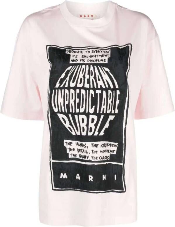 Marni Zachte Katoenen Slogan Print T-shirt