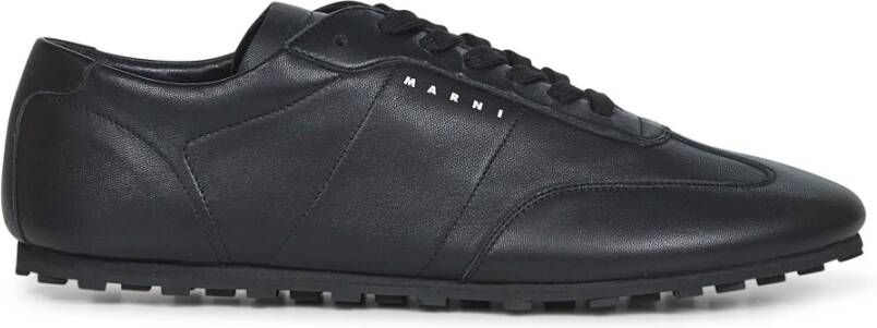 Marni Zwarte leren vetersneakers
