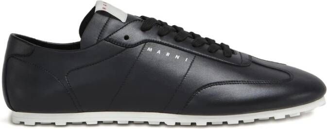 Marni Zwarte Ronde Neus Sneakers Vetersluiting