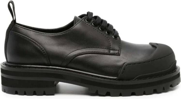 Marni Zwarte Veterschoenen met Logo-Tab Black Dames