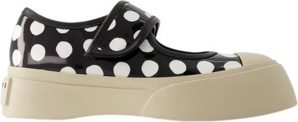 Marni Zwarte Witte Leren Sneakers Mary Jane Stijl Black Dames