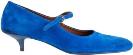 Marsell Blauwe Suède Pump met Verstelbare Band