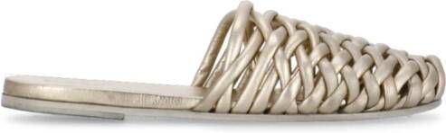 Marsell Gouden leren platte schoenen met gevlochten details Beige Dames