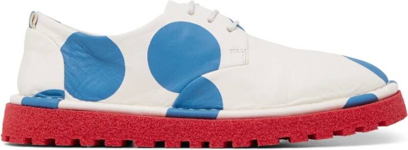 Marsell Witte Derby Schoen met Blauwe Stippen
