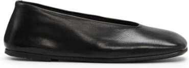 Marsell Zwarte Leren Ballerina Vierkante Neus Stijl