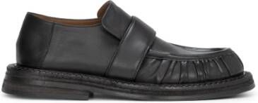 Marsell Zwarte leren loafers met tonale band