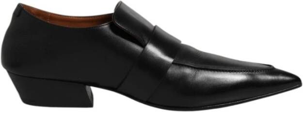 Marsell Zwarte leren puntige loafers