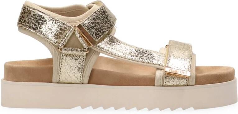 Maruti Beau leren sandalen met klittenband Goud Leer Plateau sandalen Dames