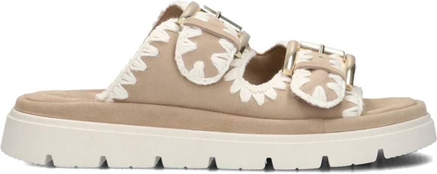 Maruti Beige Suède Chunky Sole Slippers