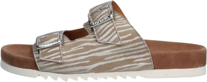 Maruti Gouden Bellona Leren Slippers Beige Dames
