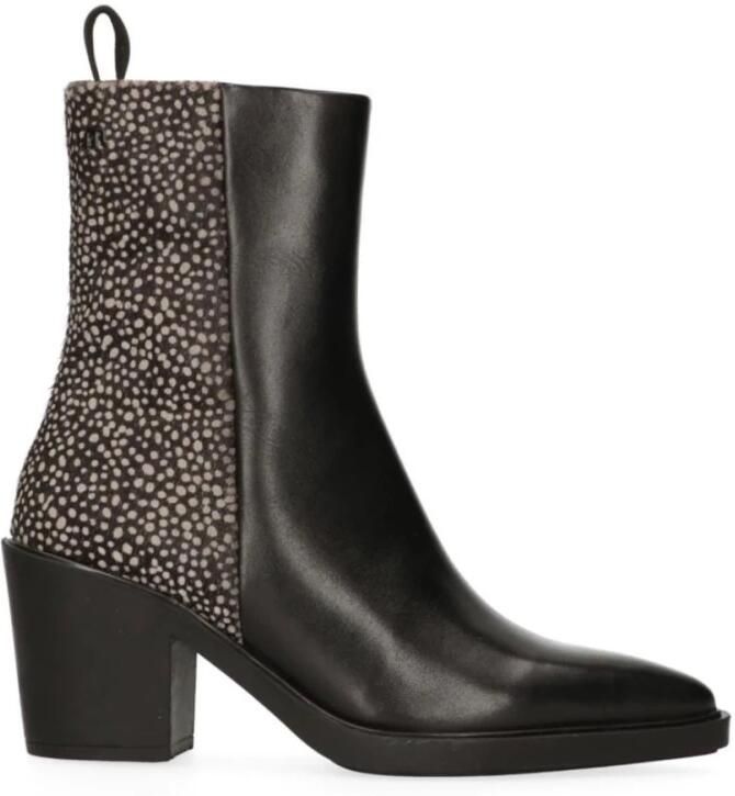 Maruti Gisele Leather Pixel Zwart Leer Enkellaars met hak Dames