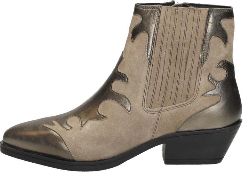Maruti Tessy Leather Taupe Metalic Bronze Beige Suede Western Dames - Foto 3