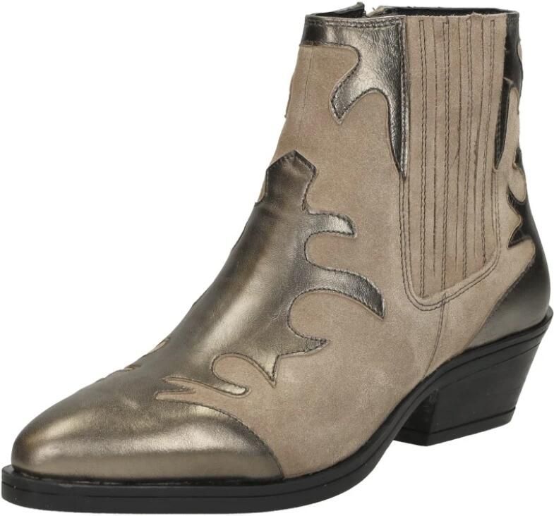 Maruti Tessy Leather Taupe Metalic Bronze Beige Suede Western Dames - Foto 4