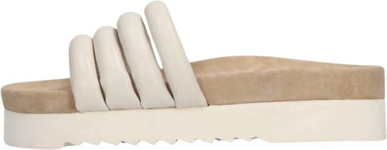 Maruti Witte Leren Zomer Slipper Bali Beige Dames