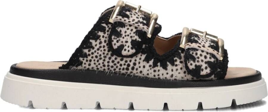 Maruti Zwarte Ponyhair Leren Slippers