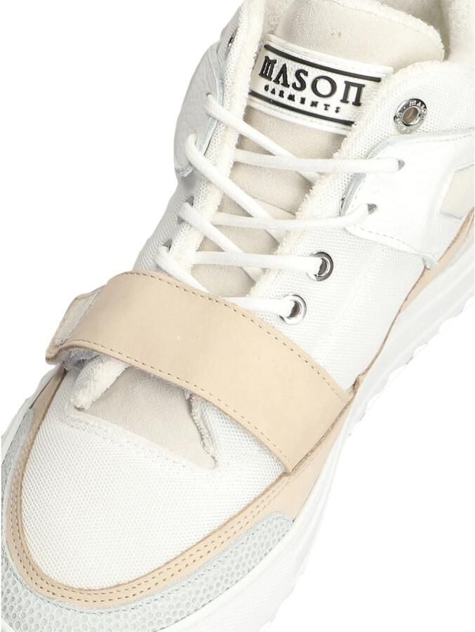 Mason Garments Witte Leren Mid Sneakers White Heren