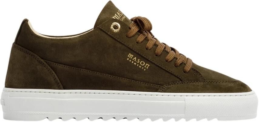 Mason Garments Lage Sneakers Heren Tia Suède Khaki
