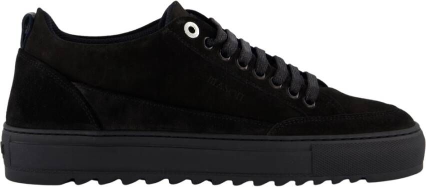 Mason Garments Zwarte Suede Sneakers met Gouden Accents Black Heren