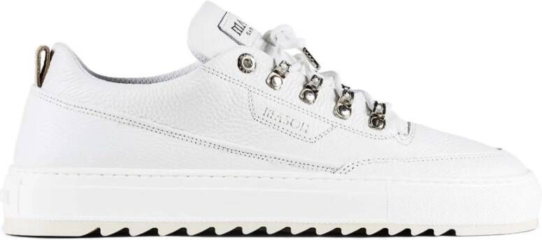 Mason Garments Eterno Wit Leren Sneaker met Zilveren Details White Heren