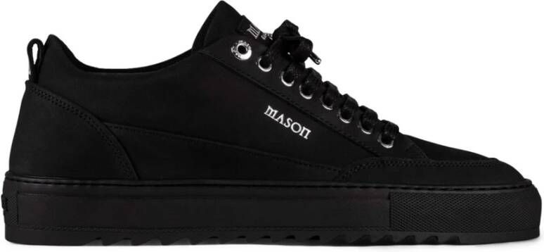Mason Garments Zwarte Leren Modieuze Sneaker Fw23-1D Black Heren
