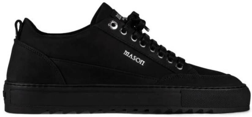 Mason Garments Zwarte Leren Modieuze Sneaker Fw23-1D Zwart Heren