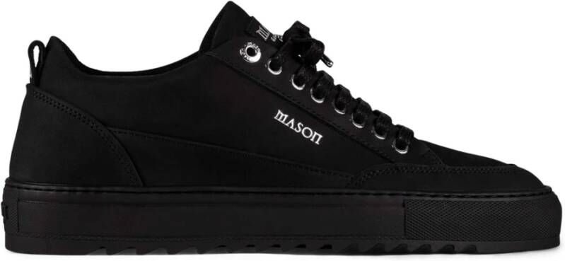 Mason Garments Zwarte Leren Modieuze Sneaker Fw23-1D Black Heren