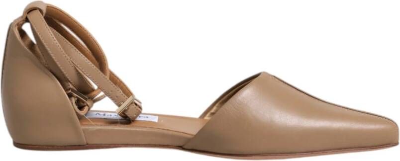 Max Mara Beige Leren Ballet Platte Schoenen