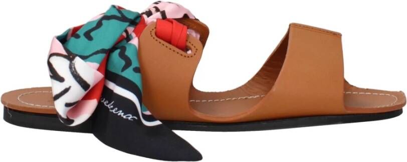 Max Mara Bruin Leren Platte Sandalen
